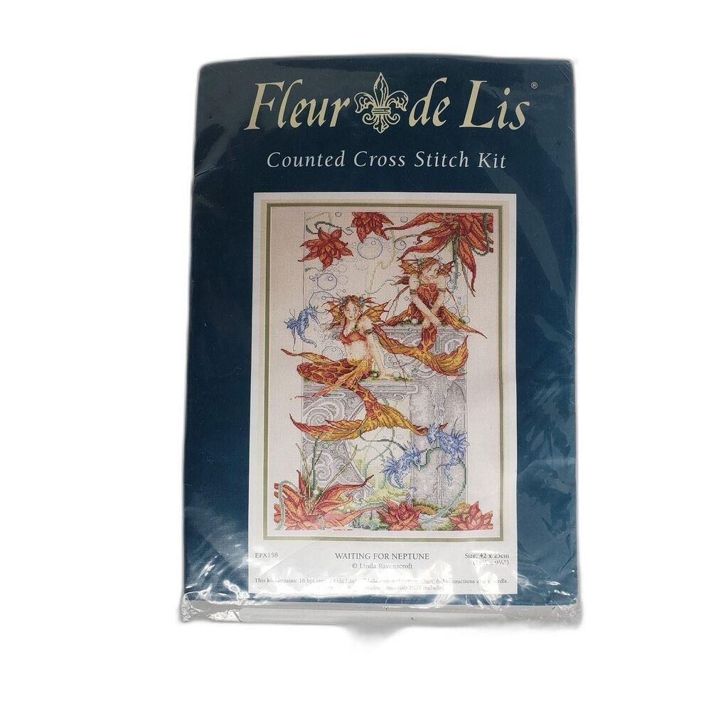 Fleur De Lis Waiting For Neptune Counted Cross Stitch Kit Mermaids Fairies EPX15